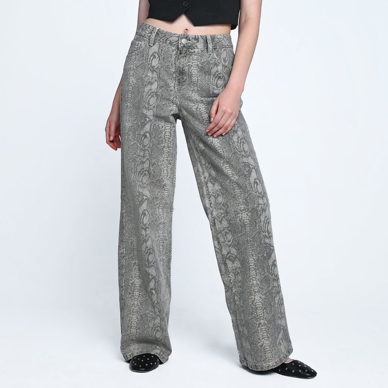 SYBILLA - Jean Baggy Mujer Tiro medio Animal print Sybilla