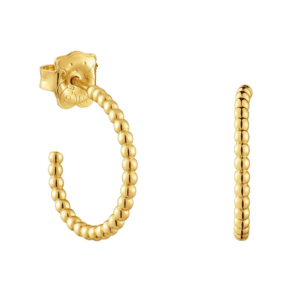 TOUS - Aretes aro cortos bolas con baño de oro 18 kt sobre plata 15 mm Basicos