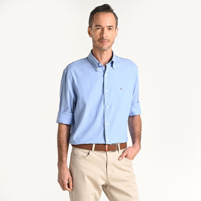 TOMMY HILFIGER - Camisa Hombre Manga larga Slim de Algodón Tommy Hilfiger