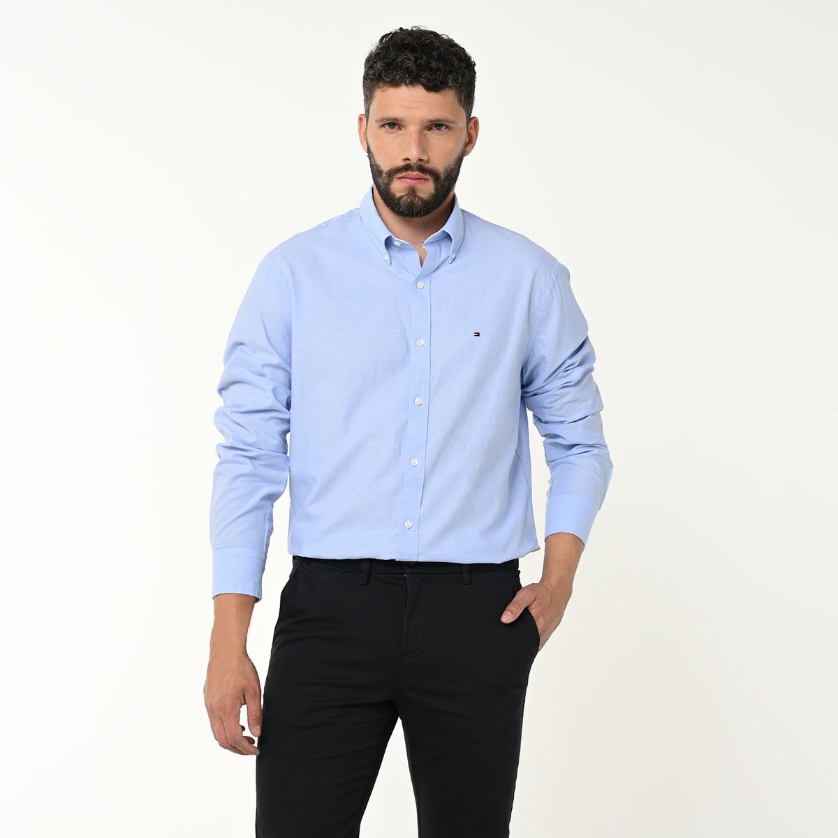 TOMMY HILFIGER - Camisa Hombre Manga larga Slim de Algodón Tommy Hilfiger