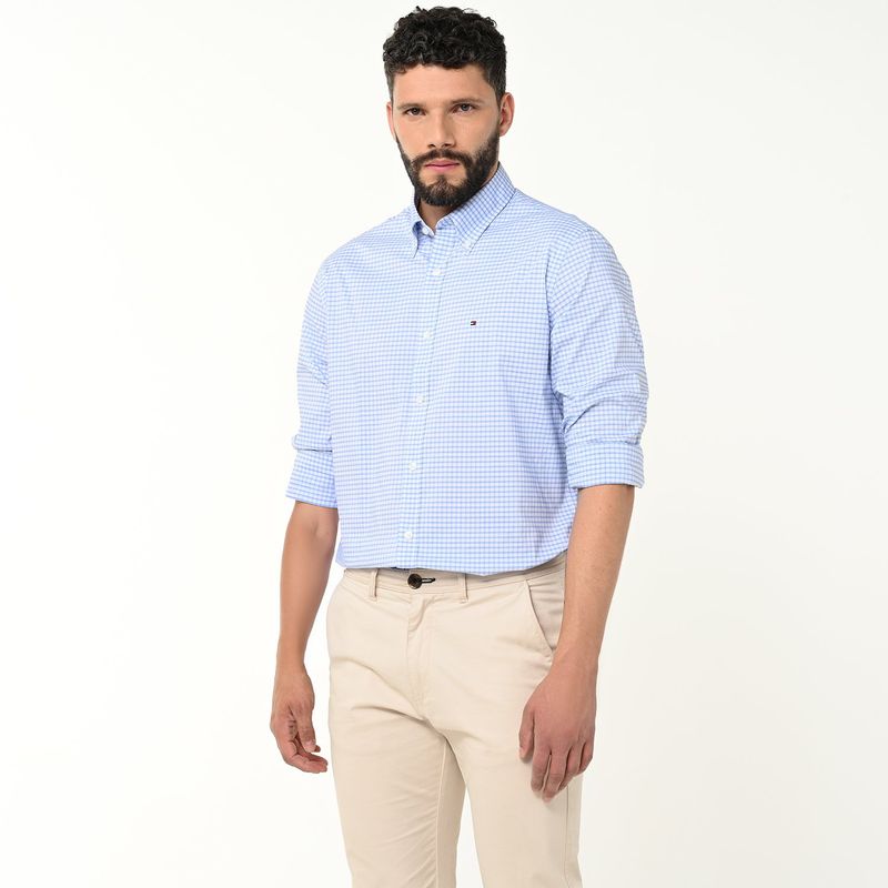 TOMMY HILFIGER - Camisa Hombre Manga larga Slim de Algodón Tommy Hilfiger