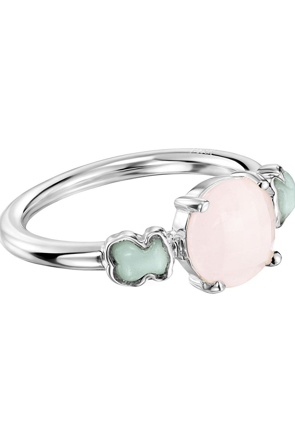 TOUS - Anillo de plata con cuarzo rosa facetado y amazonita Mini Color
