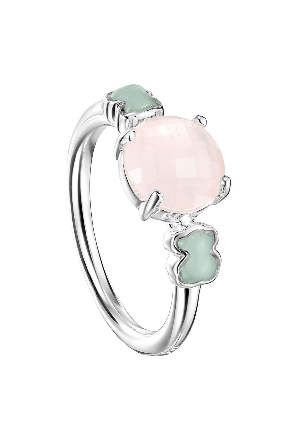 TOUS - Anillo de plata con cuarzo rosa facetado y amazonita Mini Color