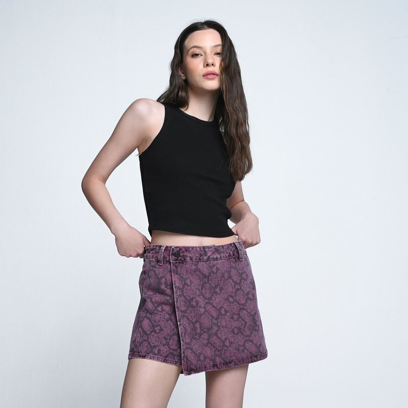 DENIMLAB - Falda Mini Mujer Animal print de Algodón Denimlab