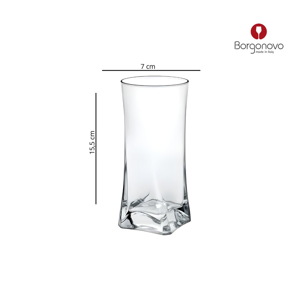 BORGONOVO - Vaso de vidrio largo Borgonovo: 3 piezas