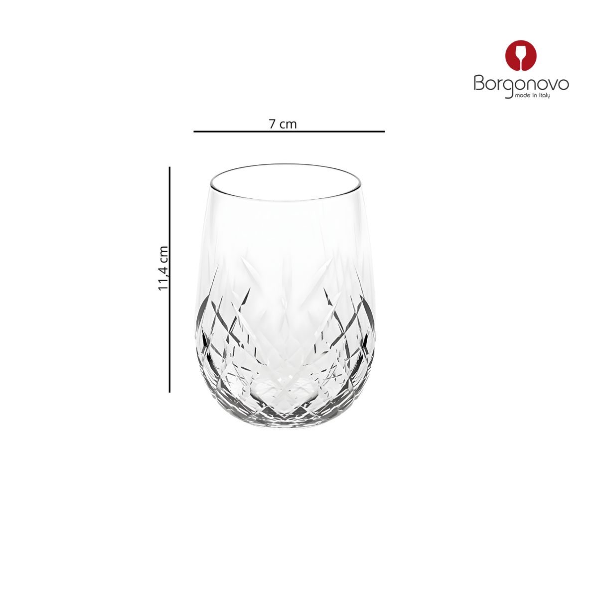 BORGONOVO - Vaso de vidrio corto Borgonovo: 3 piezas