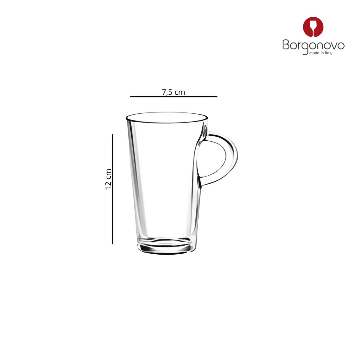 BORGONOVO - Taza de Vidrio Borgonovo: 250 ml