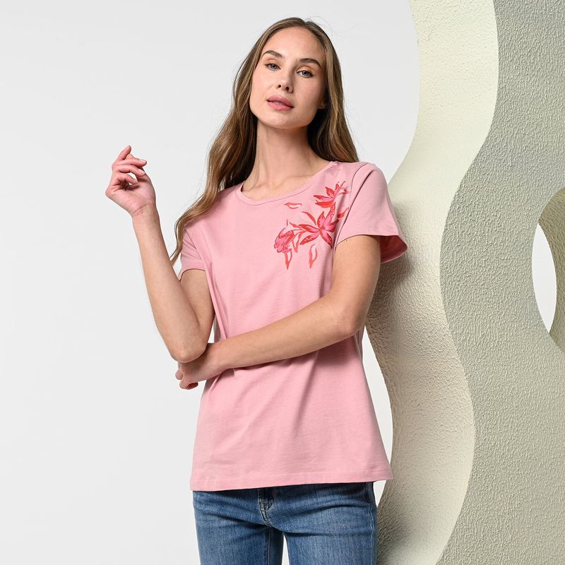 NEWPORT - Camiseta Mujer con Estampado Manga corta de Algodón Newport