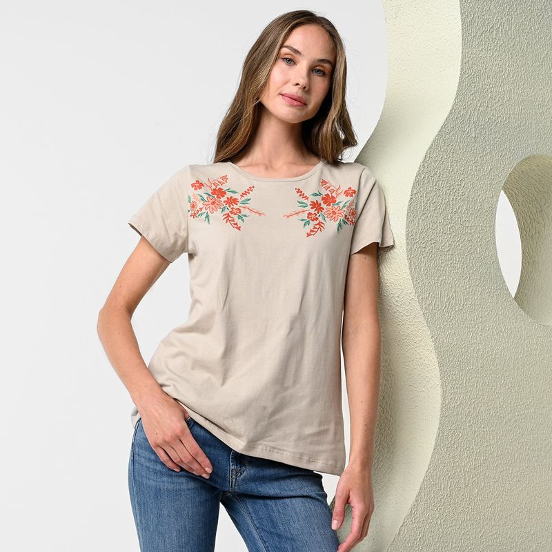 NEWPORT - Camiseta Mujer con Estampado Manga corta de Algodón Newport
