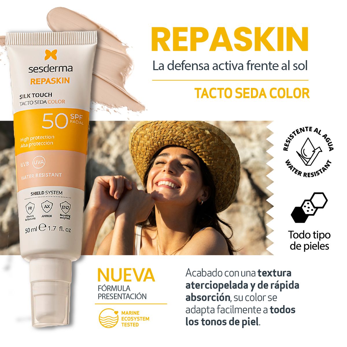 SESDERMA - Protector solar REPASKINSPF 50 FACIALSEDA COLOR Emulsión SESDERMA 50ml