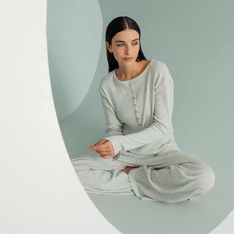 PUNTO BLANCO - Camiseta de pijama Mujer Medio Manga larga Algodón Punto Blanco