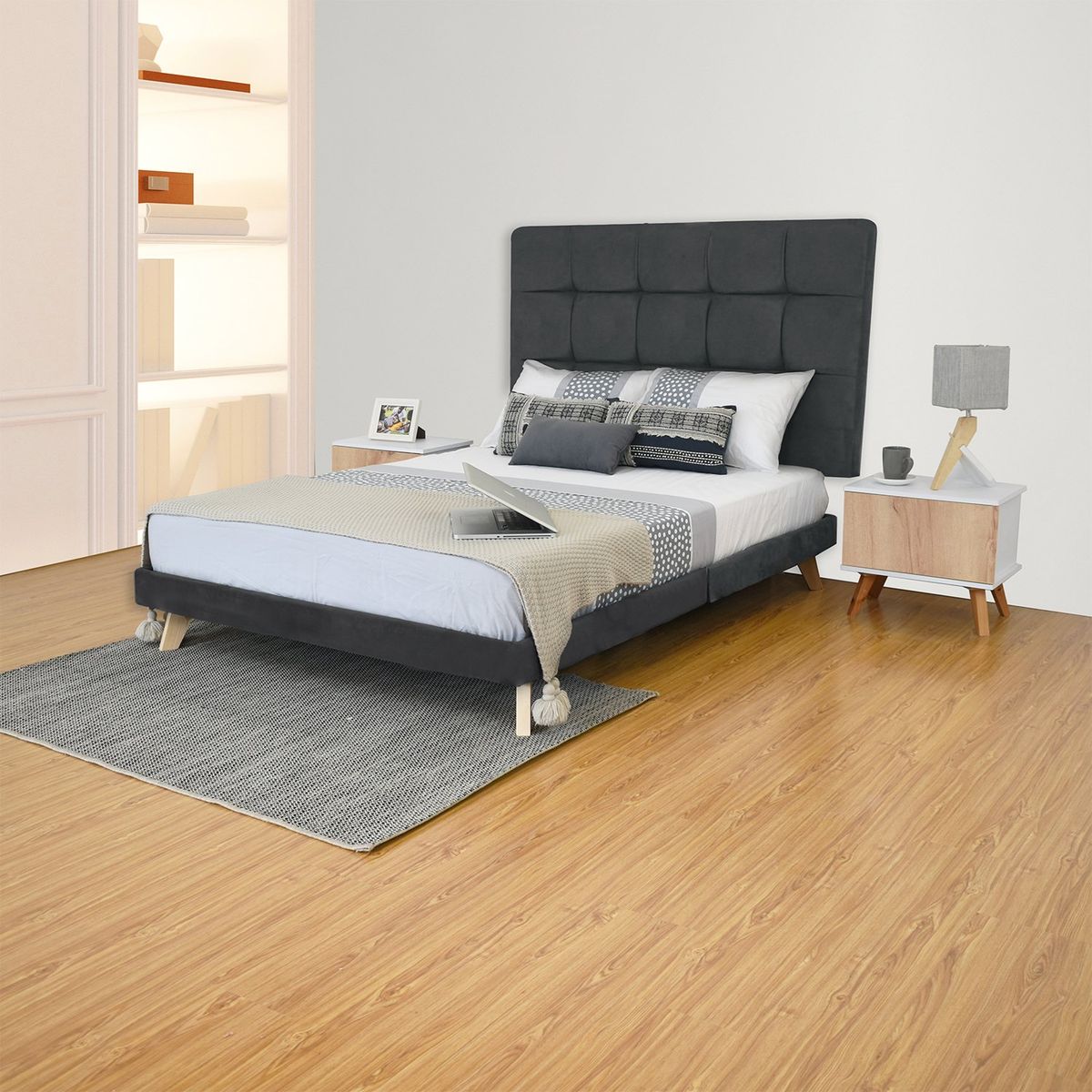 MICA - Cabecero Para cama Queen Poliéster 176 cm x 132 cm Brest Queen 