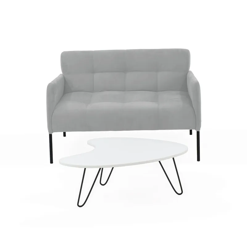 MICA - Sofá Moderno en Poliéster 2 Puestos Manaus 116 x 76 x 68 cm + Mesa de Centro Mica