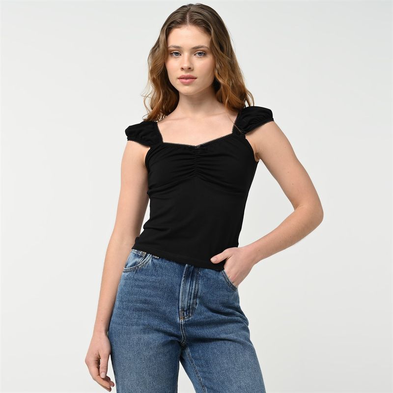 SYBILLA - Blusa Mujer Con aplique Sin mangas de Algodón Sybilla
