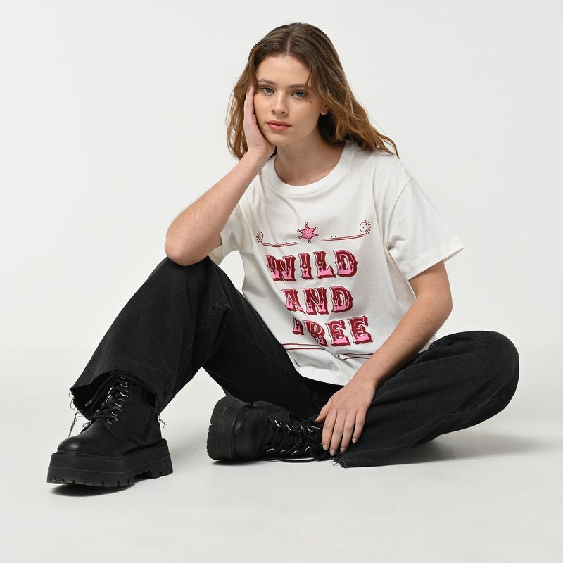 SYBILLA - Camiseta Mujer con Estampado Manga corta de Algodón Sybilla