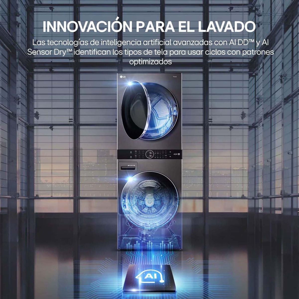 LG - Torre de Lavado LG Secado a gas 25kg WashTower WK25BS6 con IA