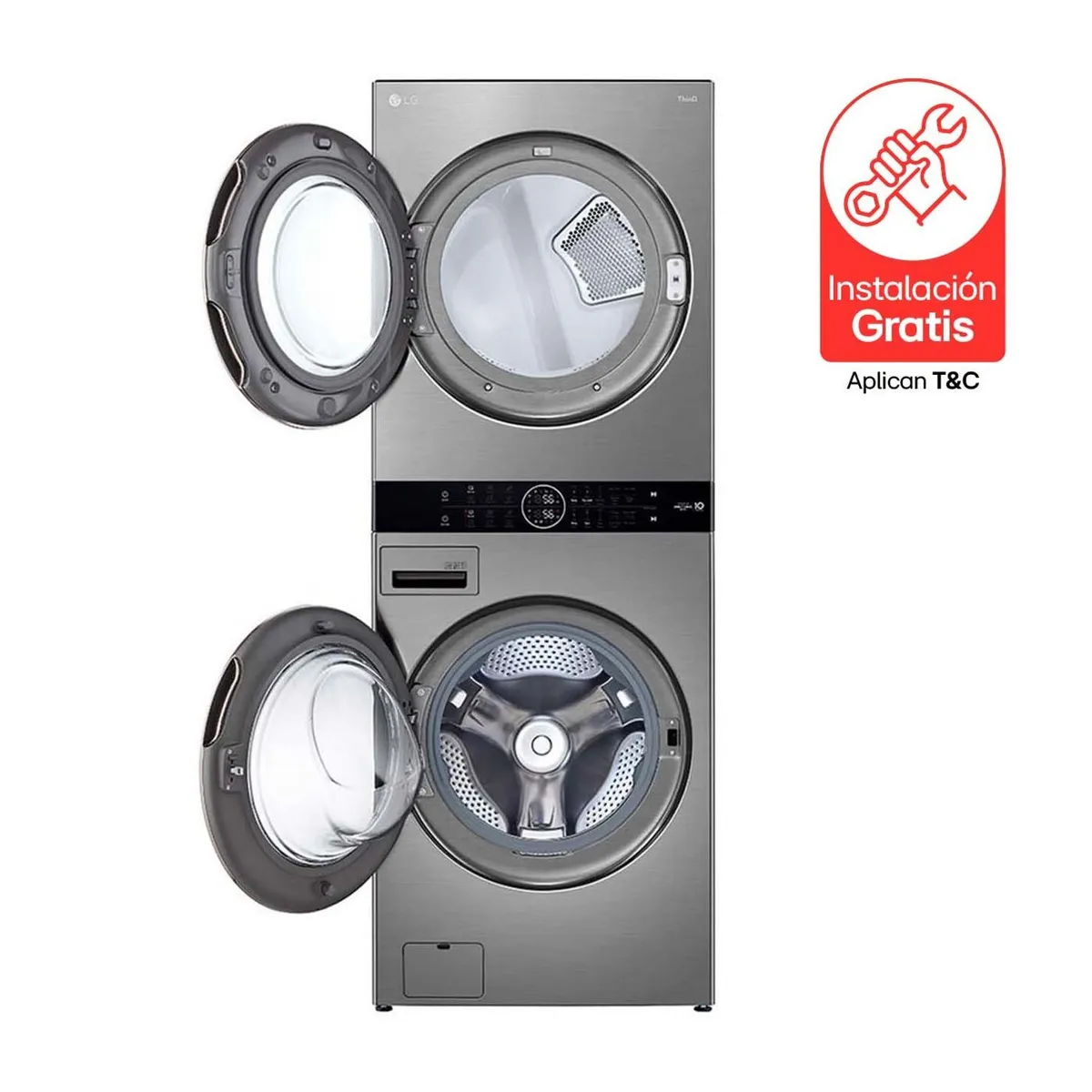 LG - Torre de Lavado LG Secado a gas 25kg WashTower WK25VS6 con IA