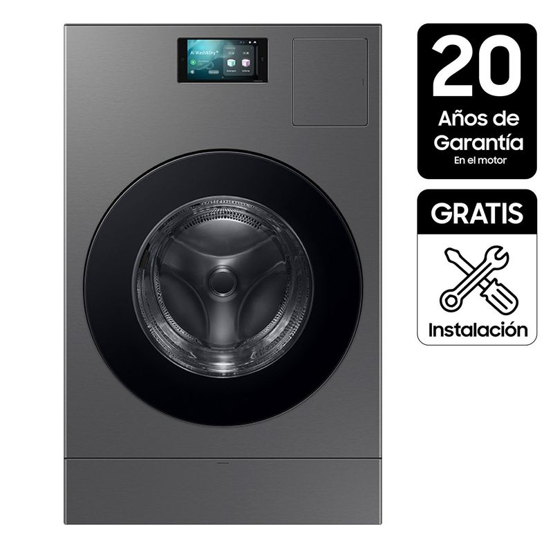 SAMSUNG - Lavadora Secadora Samsung Eléctrica 26 kg Bespoke AI Laundry Combo WD26DB8995BZCO | Heat Pump - Secado Óptimo en 50% Menos Tiempo