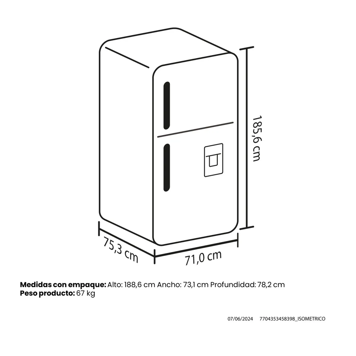 HACEB - Nevera Congelador superior Haceb 428 lt Netos HAO7164NT44