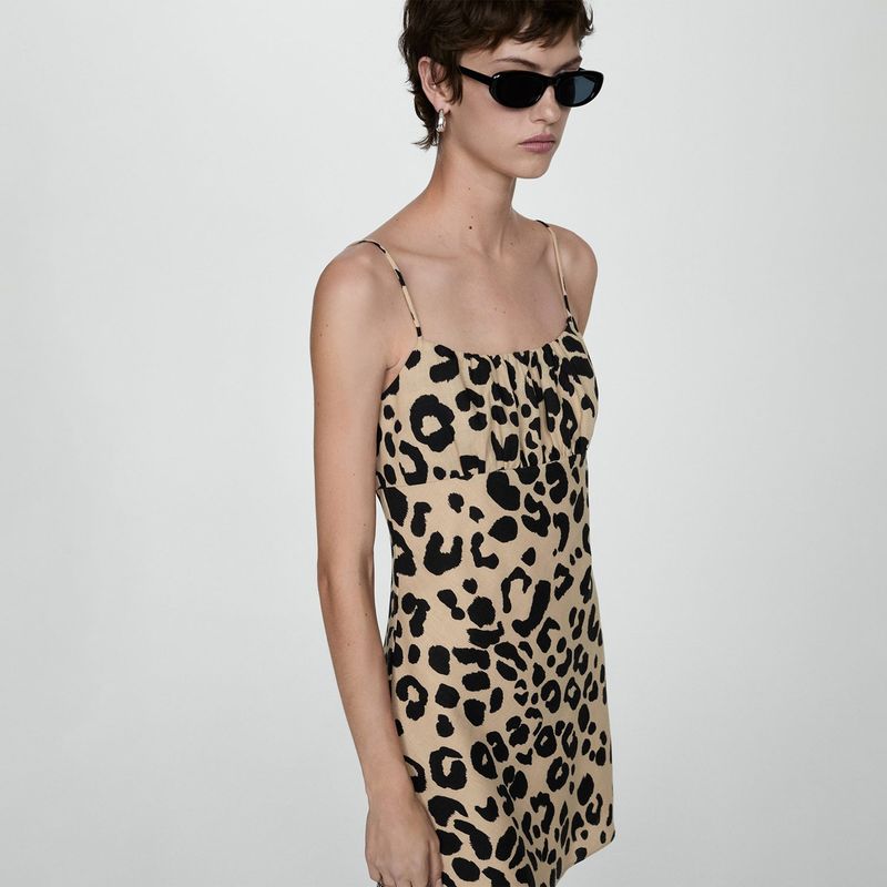 MANGO - Vestido Mujer Corto Animal print MANGO