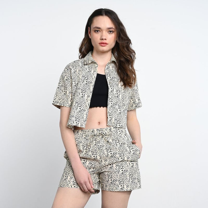DENIMLAB - Short Mujer Tiro alto con Estampado de Algodón Denimlab