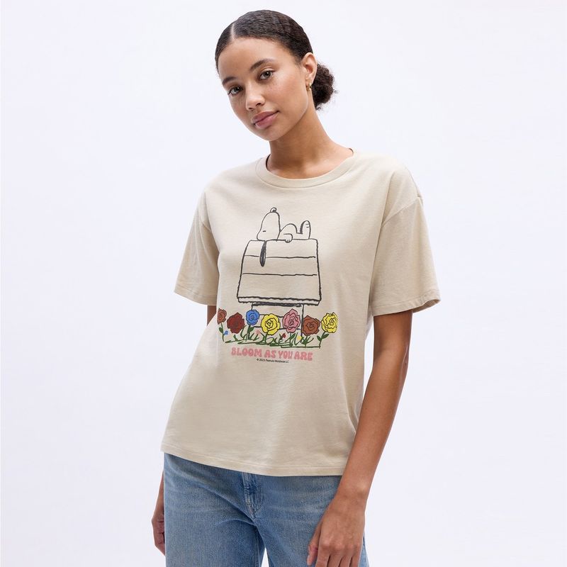 GAP - Camiseta Mujer con Estampado Manga corta de Algodón Gap