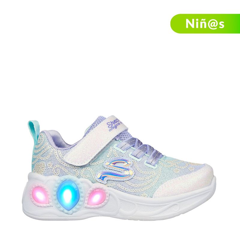 SKECHERS - Tenis con luces Skechers Princess Wishes para Niña con Velcro