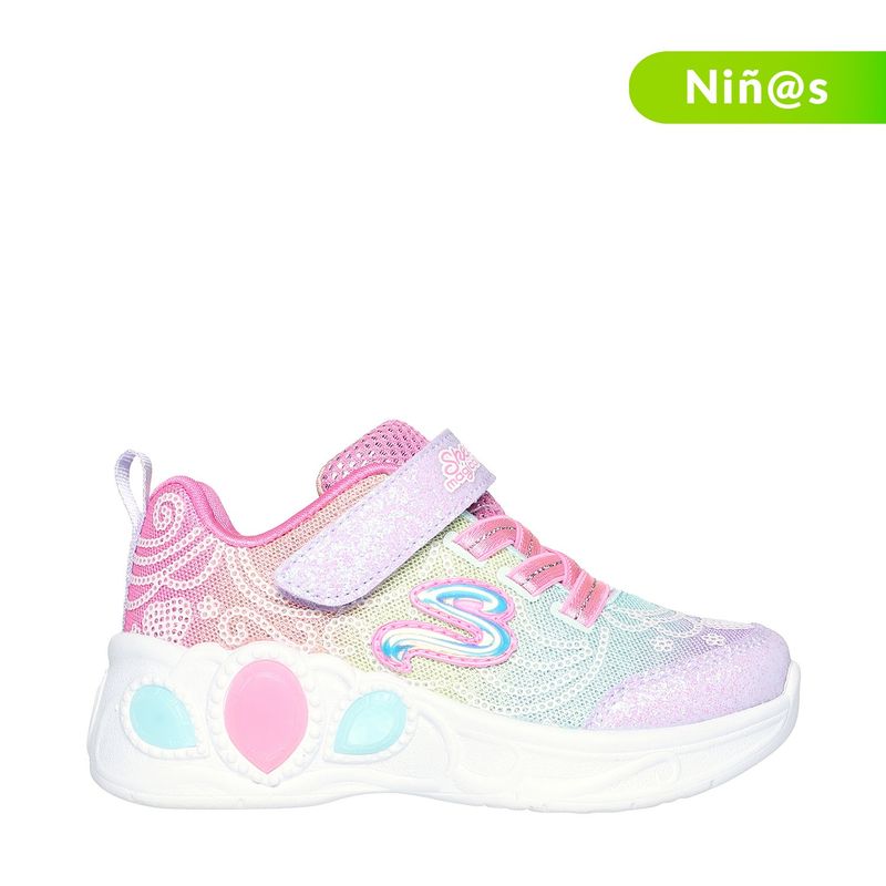 SKECHERS - Tenis con luces Skechers Princess Wishes para Niña con Velcro