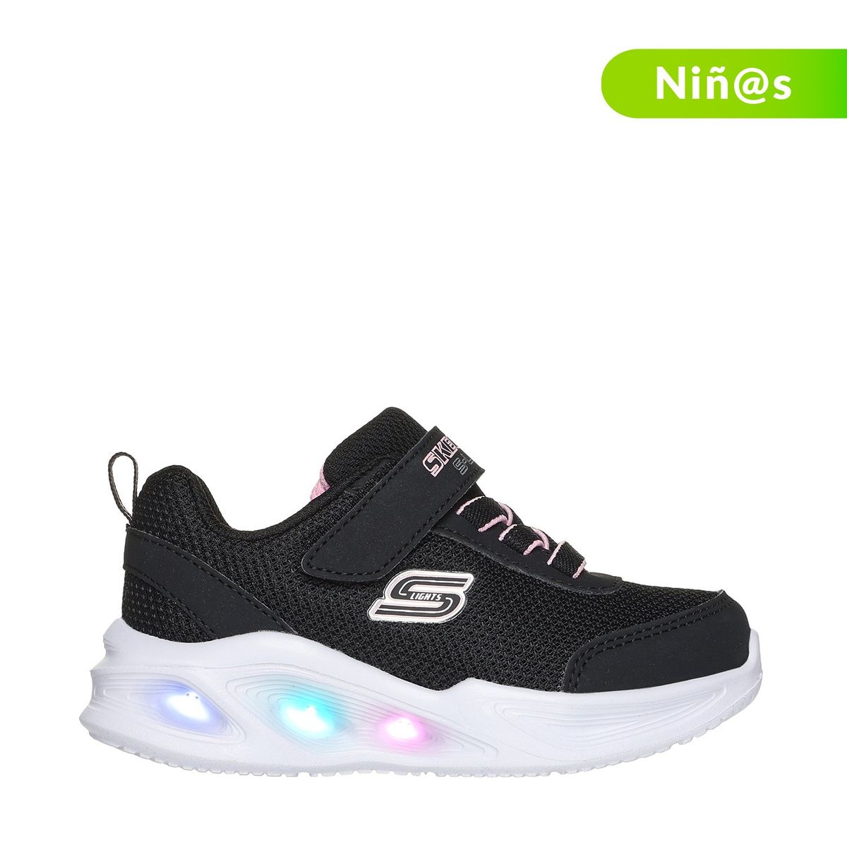 SKECHERS - Tenis con luces Skechers Sola Glow para Niña con Velcro