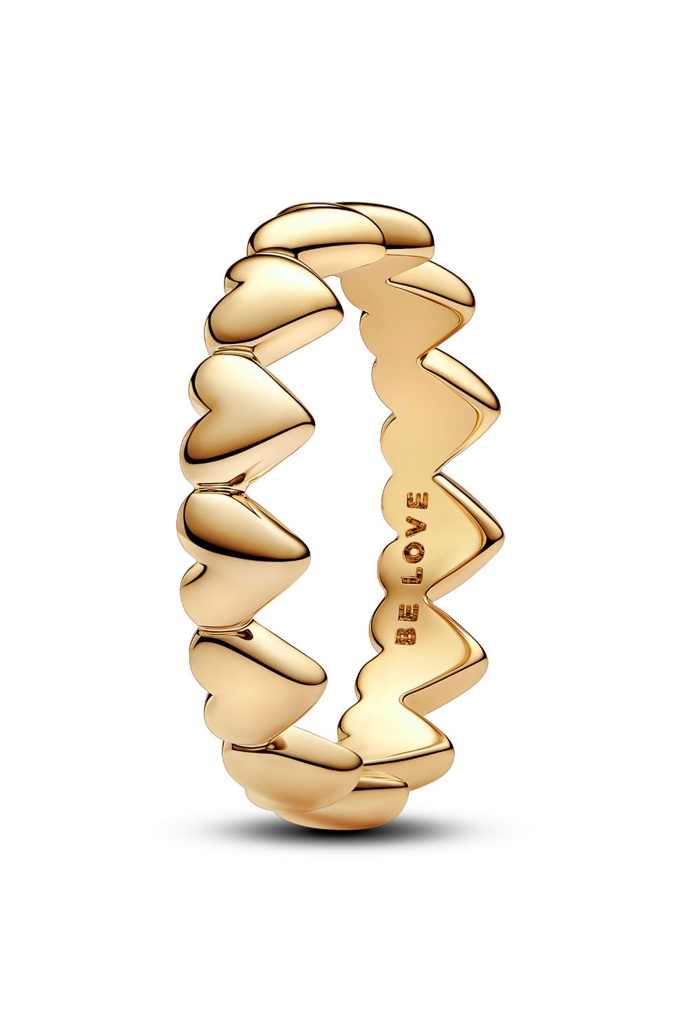 PANDORA - Anillo Pandora Fila de Corazones Recubrimiento en Oro 