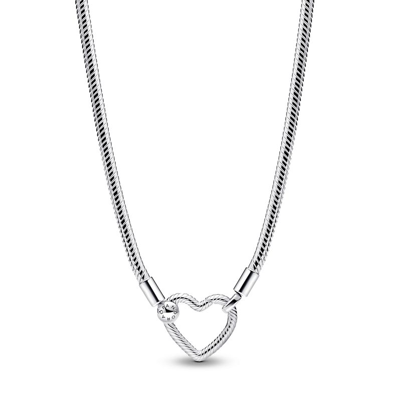 PANDORA - Collar Pandora Cadena de Serpiente con Hebilla de Corazón Plata Esterlina