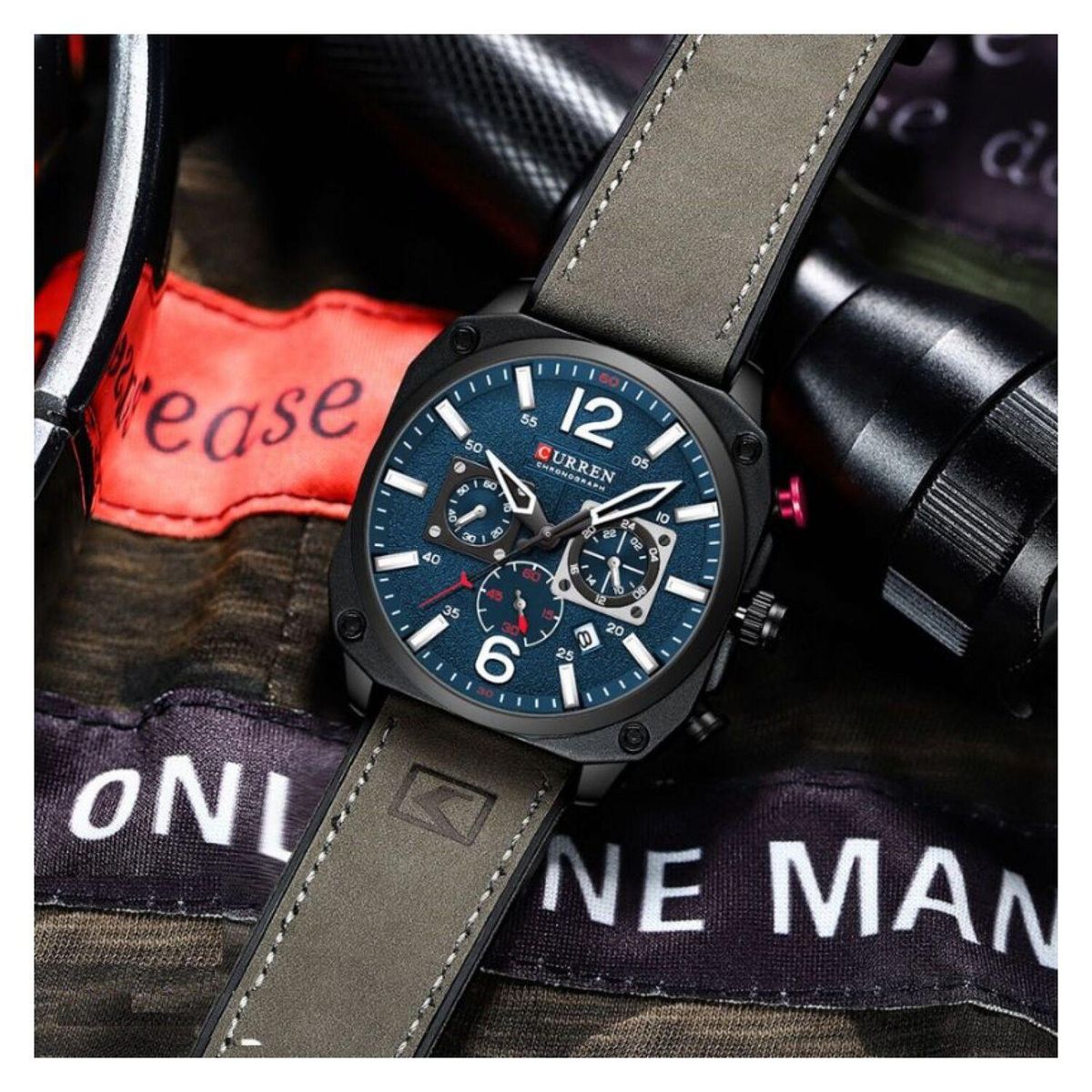 CURREN - Reloj Curren para Hombre 8398 . Reloj Análogo Cuero Gris