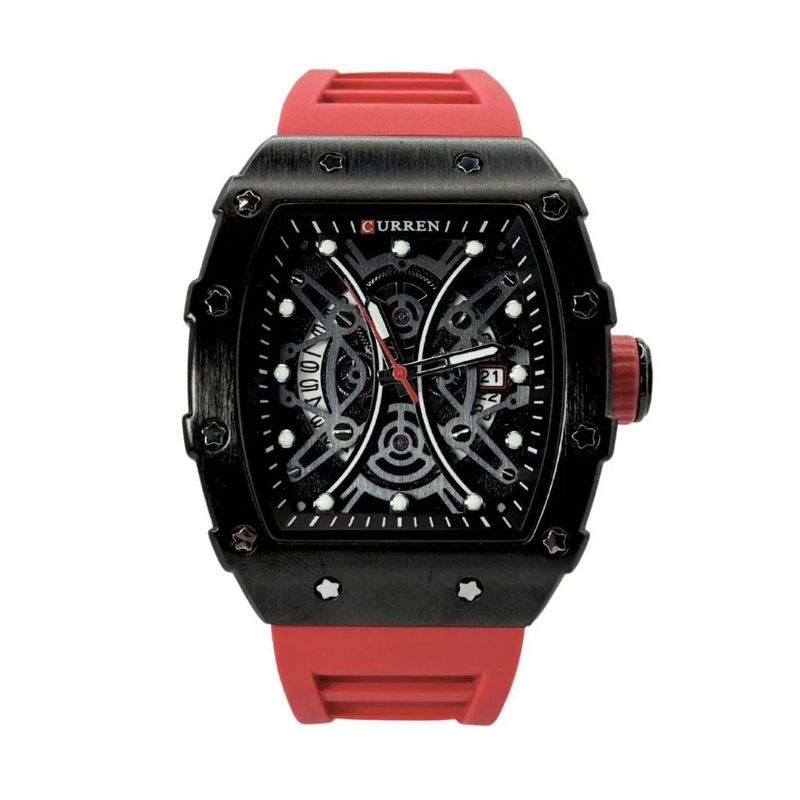 CURREN - Reloj Curren para Hombre 8438 . Reloj Análogo Silicona Rojo