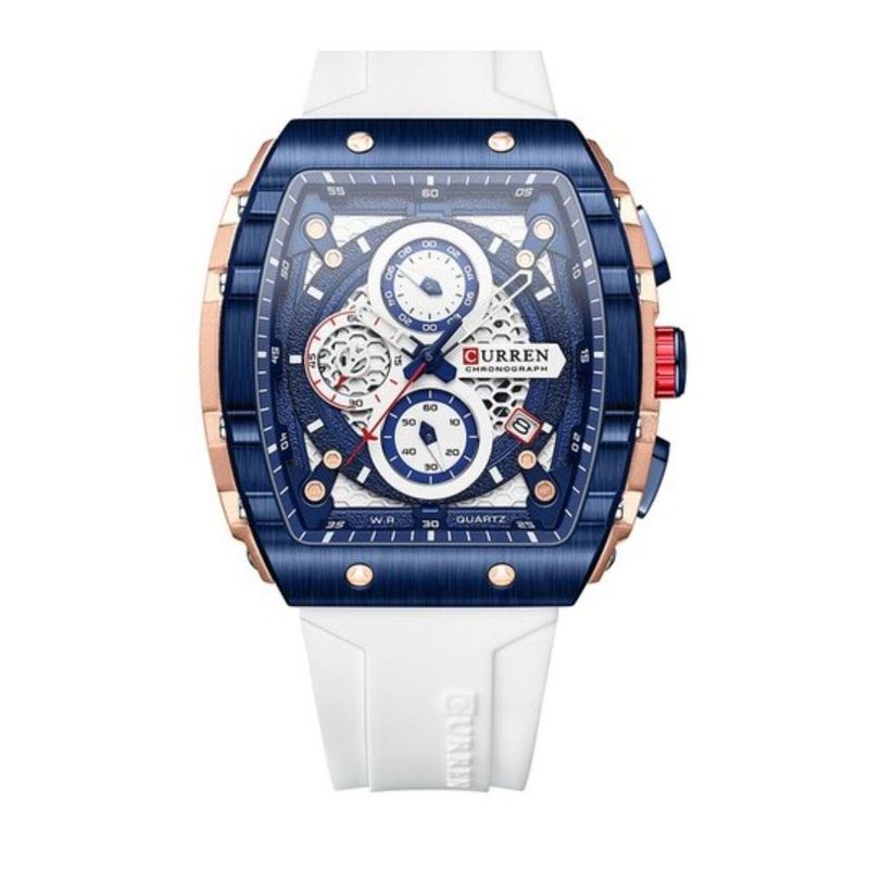 CURREN - Reloj Curren para Hombre 8442 . Reloj Análogo Silicona Blanco