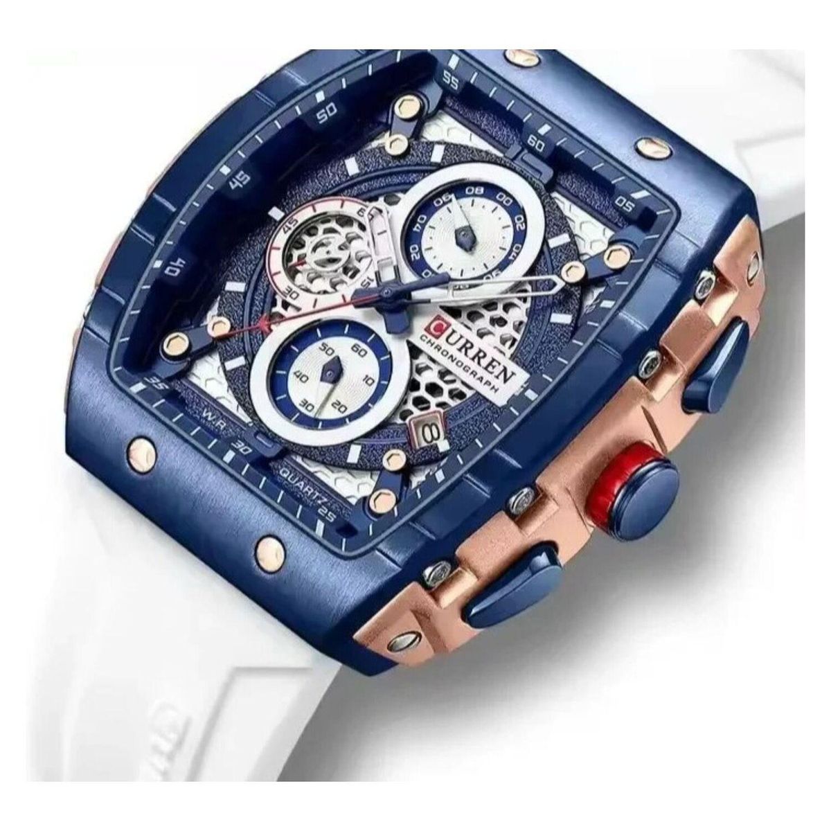 CURREN - Reloj Curren para Hombre 8442 . Reloj Análogo Silicona Blanco