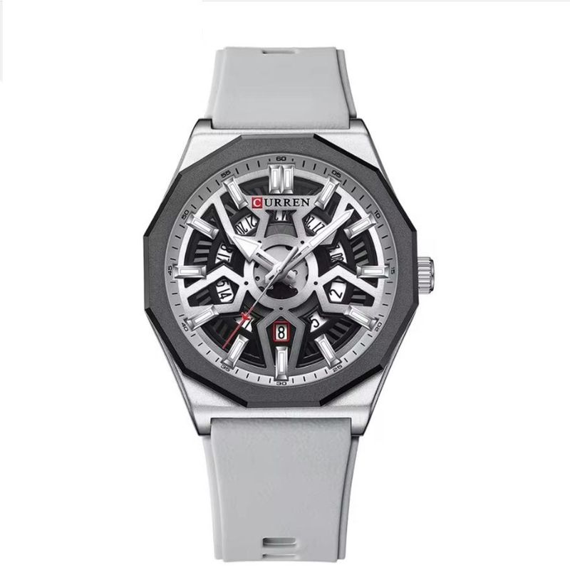 CURREN - Reloj Curren para Hombre 8437 . Reloj Análogo Silicona Blanco