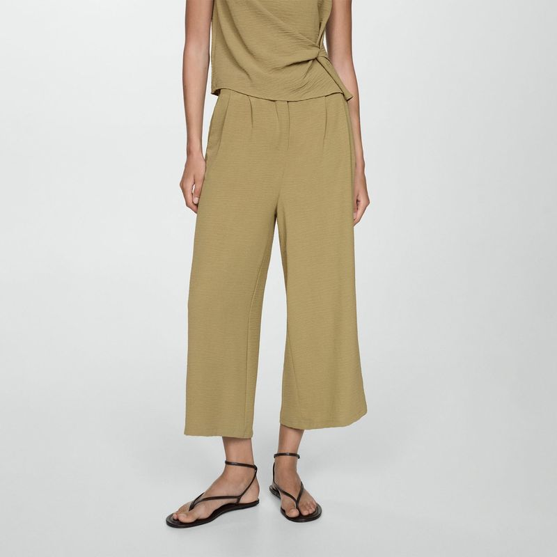 MANGO - Pantalón Wide Leg Mujer Tiro alto MANGO