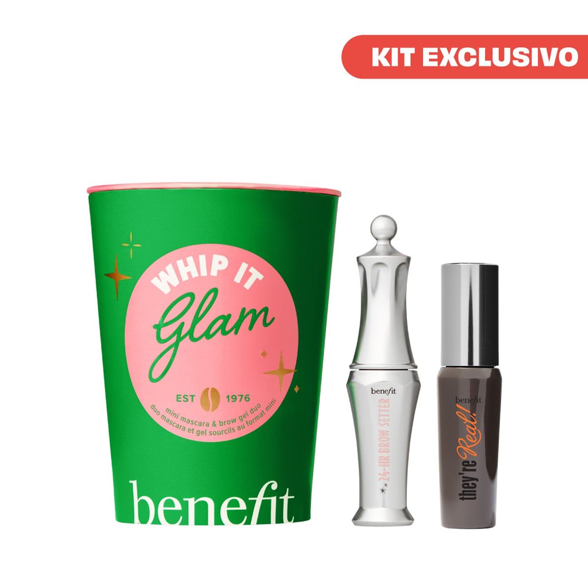 BENEFIT - Kit gel fijador de cejas + pestañina Mini Size Benefit Whip It Glam 