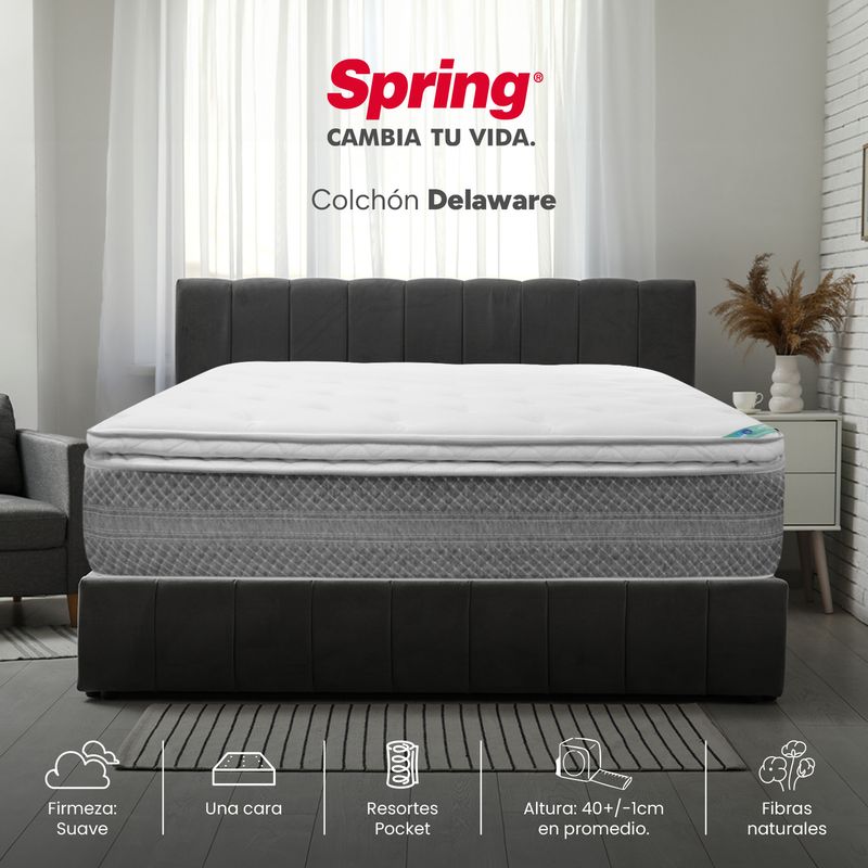 COLCHONES SPRING - Colchón Doble Firmeza Suave Ortopédico Resortado Delaware 140 x 190 cm Colchones Spring