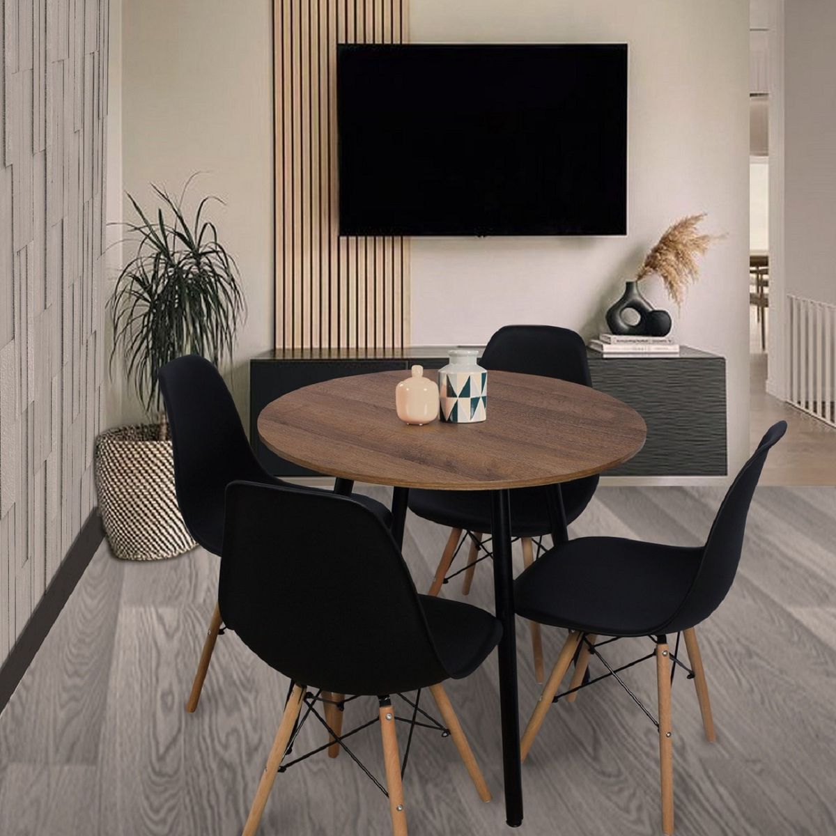 DKO DESIGN - Juego de Comedor 4 Puestos Redondo (Incluye Mesa + 4 Sillas) DKO Design