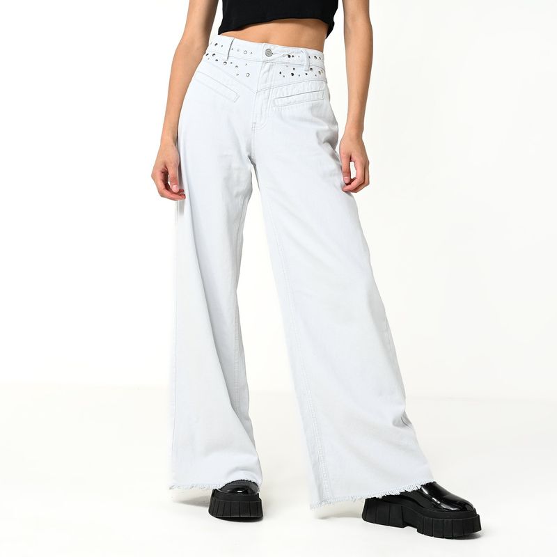 DENIMLAB - Jean Culotte Mujer Tiro medio de Algodón Denimlab