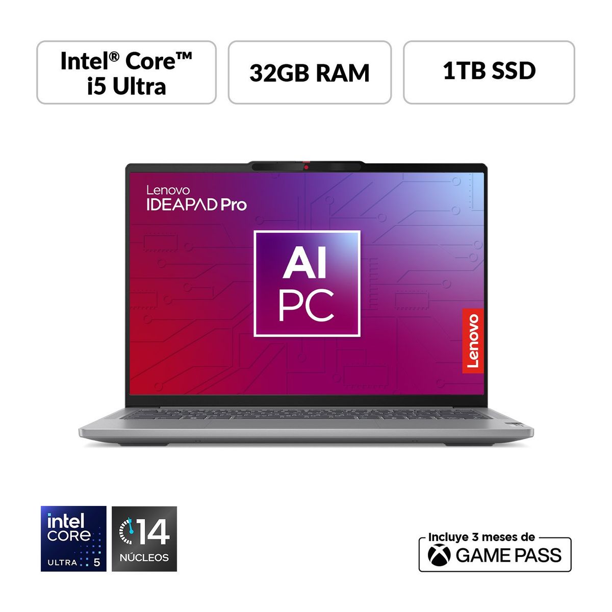 LENOVO - Portátil Lenovo Ideapad Pro 5 | Intel Core Ultra 5 Serie H | 32GB de RAM | 1TB SSD de Almacenamiento | Windows 11 | Pantalla 16 pulgadas | IP Pro 5 | Computador Portátil