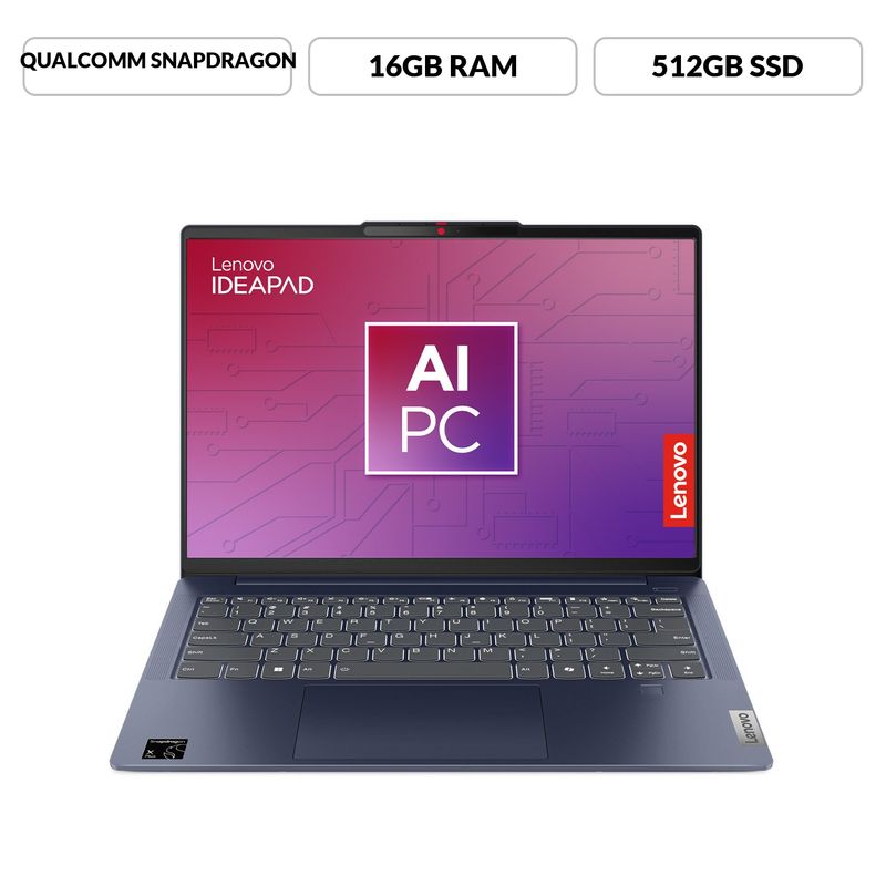 LENOVO - Portátil Lenovo Ideapad Slim 5 | Snapdragon X1P | 16GB de RAM | 512GB SSD de Almacenamiento | Windows 11 | Pantalla 14 pulgadas Oled | IP Slim 5 | Computador Portátil