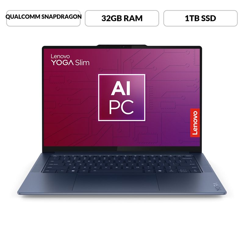 LENOVO - Portátil Lenovo Yoga Slim 7 | Snapdragon X1E | 32GB de RAM | 1TB SSD de Almacenamiento | Windows 11 | Pantalla 14.5 pulgadas Touch| Yoga S 7 | Computador Portátil