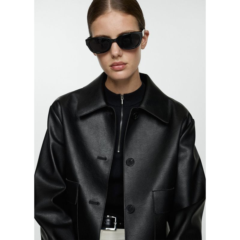 MANGO - Chaqueta Mujer Efecto cuero MANGO
