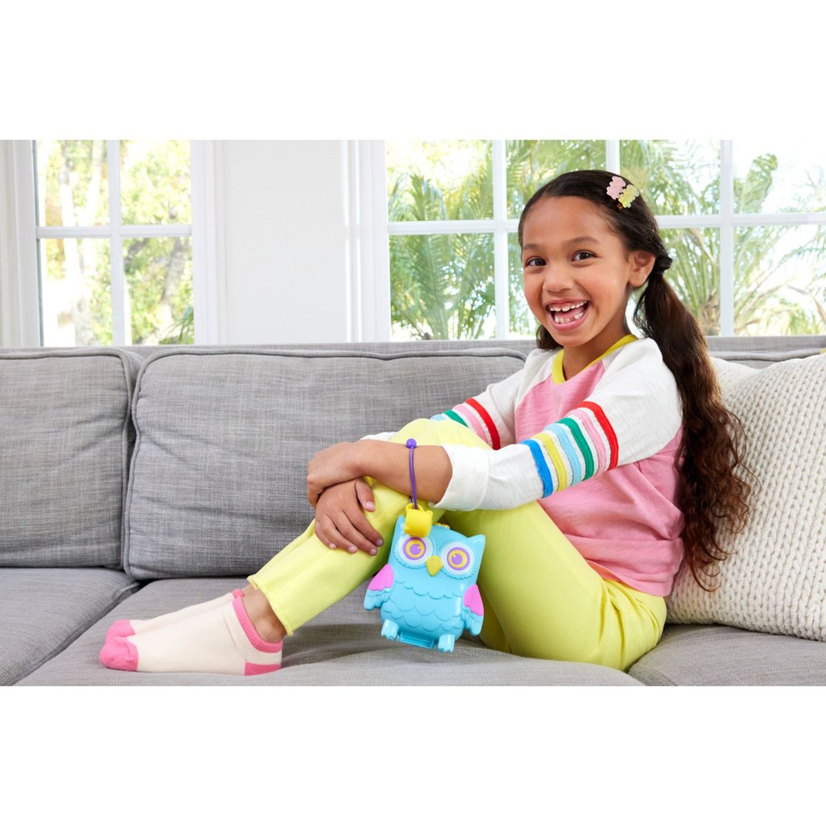POLLY POCKET - POLLY POCKET, Set de Juego Compacto Pijamada de Búho, Original Mattel, Fiesta de Noche, 4+ Años