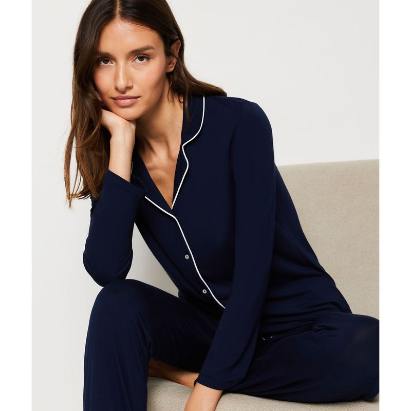 ETAM - Camisa de dormir Mujer Medio Manga larga de Viscosa ETAM