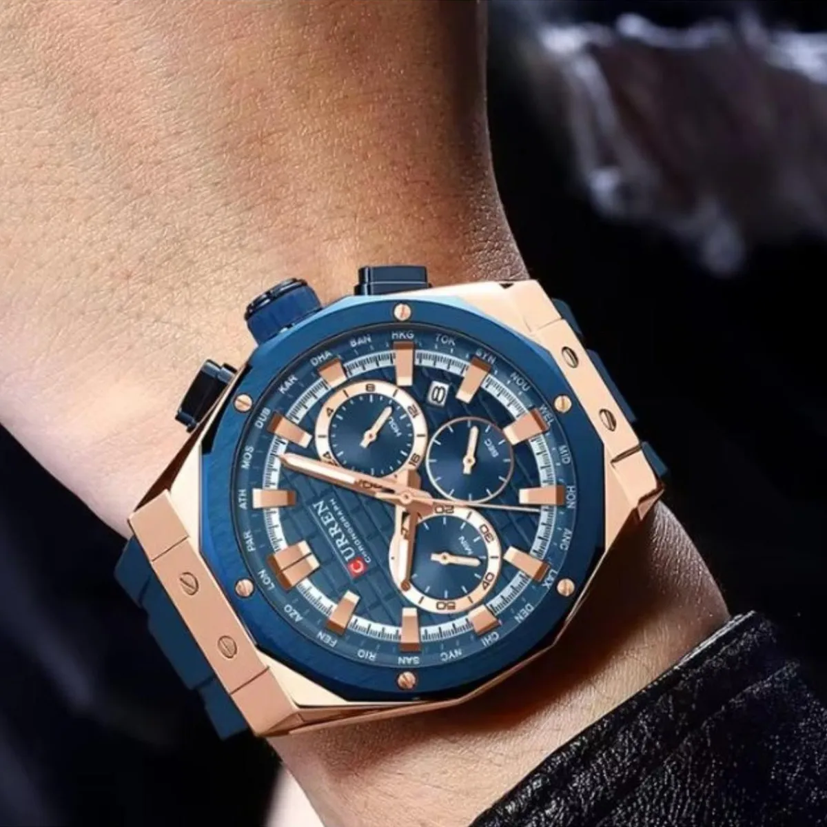 CURREN - Reloj Curren para Hombre KREe0904 . Reloj Análogo Silicona Azul