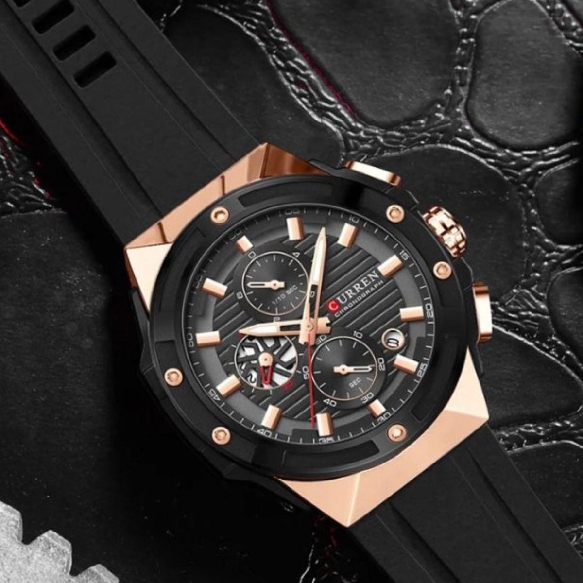 CURREN - Reloj Curren Hombre 8462 . Reloj Silicona Negro