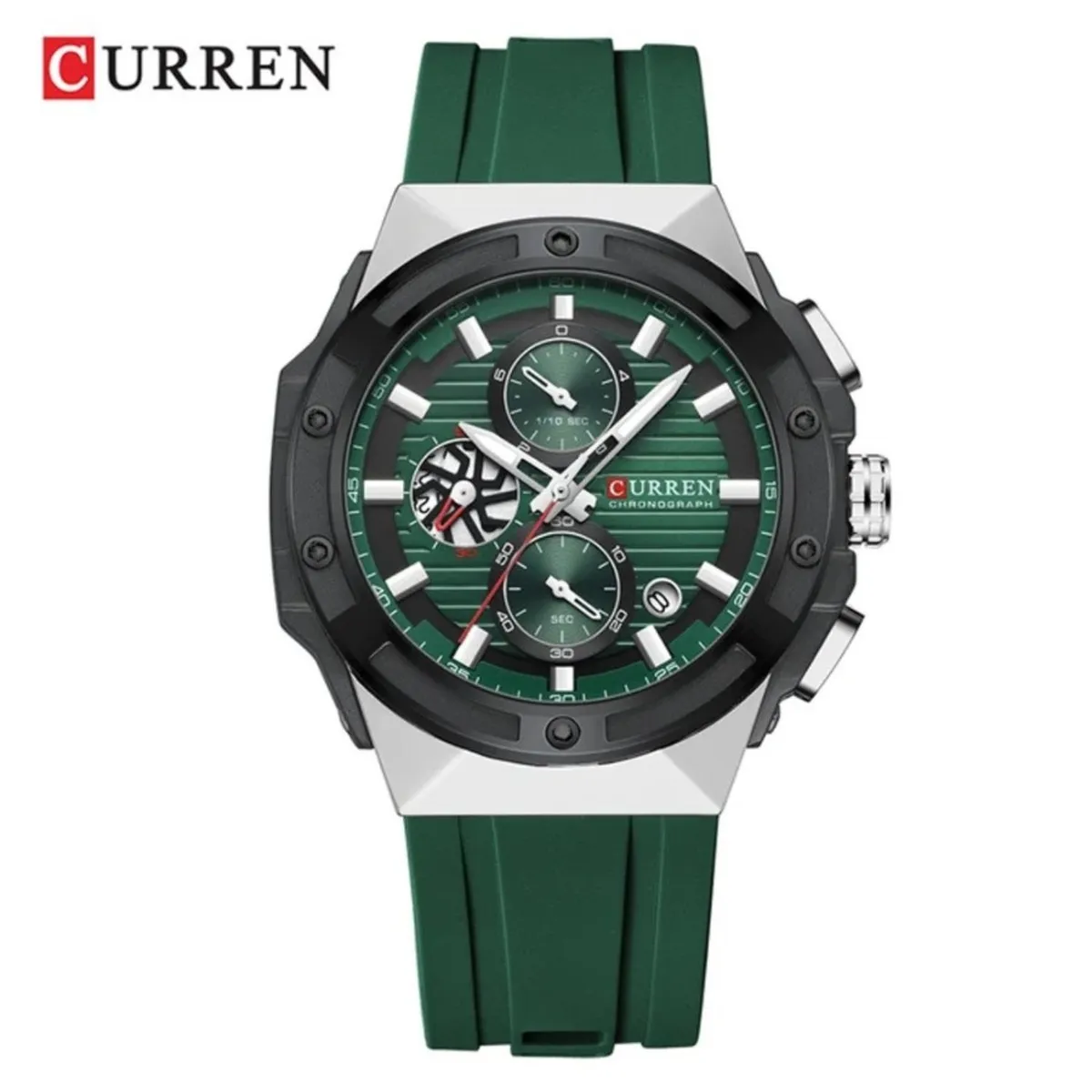 CURREN - Reloj Curren para Hombre KREe0902 . Reloj Análogo Silicona Verde